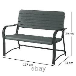 Garden Bench Double Chair Patio Furniture 2 Seater Loveseat Outdoor Dark Green