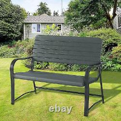 Garden Bench Double Chair Patio Furniture 2 Seater Loveseat Outdoor Dark Green