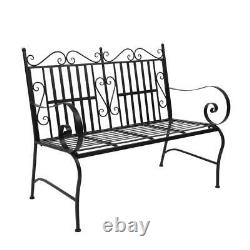 Garden Bench Metal Outdoor Patio Furniture Deck Chair Back Yard Iron Porch Seat