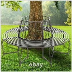 Garden Bench Tree Outdoor Steel Round Circular Seat Patio Comfort Sturdy Stable