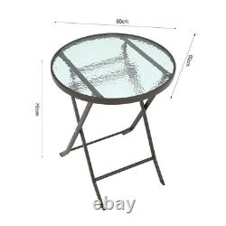 Garden Bistro Patio Furniture Set Folding Table with 2 Chairs Outdoor Waterproof
