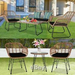 Garden Bistro Patio Furniture Set Table & Chairs Outdoor Indoor Steel Rattan