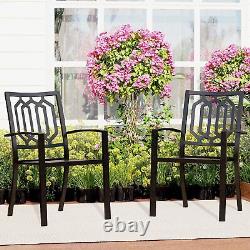 Garden Chairs Patio Chair Set of 2 Stackable Metal Chairs Outdoor Furniture UK