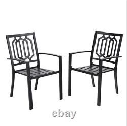 Garden Chairs Patio Chair Set of 2 Stackable Metal Chairs Outdoor Furniture UK