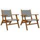 Garden Chairs Solid Wood Patio Outdoor Poly Rattan Seat Wooden Armchair 2 Pcs