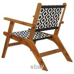 Garden Chairs Solid Wood Patio Outdoor Poly Rattan Seat Wooden Armchair 2 pcs