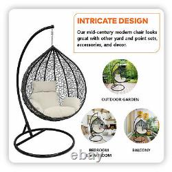 Garden Egg Chair Hanging Swing Cocoon Outdoor patio white/black/br Rattan style