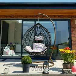 Garden Egg Chair Rattan Hanging Swing Patio Floral Cushion Outdoor Furniture