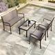 Garden Furniture 4x Patio Set Glass Table And Chairs Corner Lounge Outdoor Brown