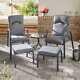 Garden Furniture Outdoor Patio 2-seater Reclining Chairs Table Footstools Set
