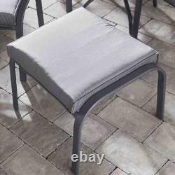 Garden Furniture Outdoor Patio 2-Seater Reclining Chairs Table Footstools Set