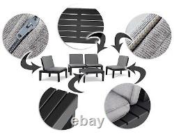 Garden Furniture Set 5pc Black Outdoor Patio Deck Cushioned Chair Coffee Table