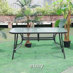 Garden Furniture Set Large Table Chairs Outdoor Patio Seat Tabletop Parasol Hole