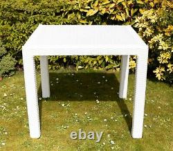 Garden Furniture Set Outdoor Patio 4 Chairs Table Bistro Rattan Style White Set