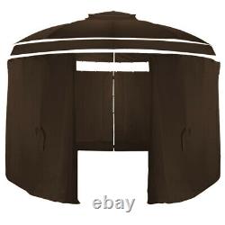Garden Gazebo Round Brown 3.5m Pavilion Outdoor Patio Party Tent Side Panels