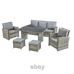 Garden Gear Outdoor 7 Seater Patio Rattan Sofa Furniture Table Chairs Dining Set