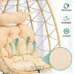 Garden Hanging Swing Egg Chair Rattan with Stand Cushion Indoor Outdoor Patio