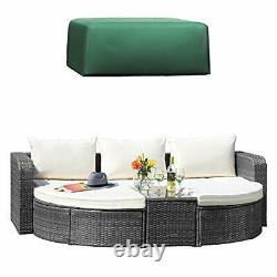 Garden Life Outdoor Rattan Furniture 5pc Patio Sofa Day Bed Chair Table Set NEW