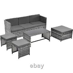 Garden Lounge Set Outdoor Rattan Sofa & Table Furniture Patio Seating Group Grey