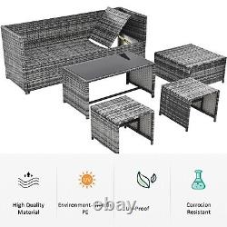 Garden Lounge Set Outdoor Rattan Sofa & Table Furniture Patio Seating Group Grey