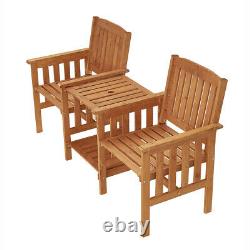 Garden Love Seat Wooden Bench 2 Seater Patio Companion Table Set Jack & Jill