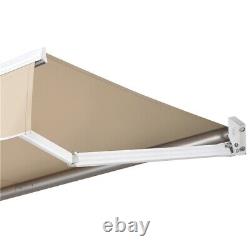 Garden Manual Awning, Outdoor Patio Adjustable Sun Shade with Hand Crank, Beige