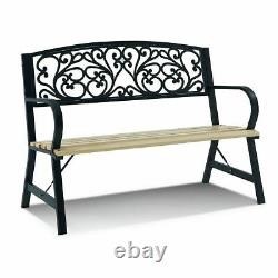 Garden Metal Rustic Outdoor Seating Iron Patio 2 3 Home Furniture Bench Cushion