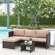 Garden Outdoor Corner Sofa Set Brown Rattan L Shape Patio Lounge Chaise 3 Piece