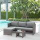 Garden Outdoor Corner Sofa Set Grey Rattan L Shape Patio Lounge Chaise 3 Piece