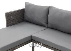 Garden Outdoor Corner Sofa Set Grey Rattan L Shape Patio Lounge Chaise 3 Piece