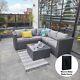 Garden Outdoor Patio Furniture Black Rattan 5 Seat Corner Sofa With Rain Cover