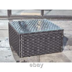 Garden Outdoor Patio Furniture Black Rattan 5 seat Corner Sofa with Rain Cover