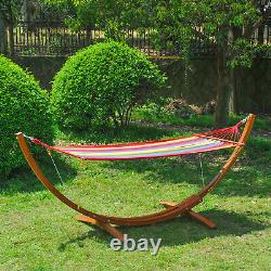 Garden Outdoor Patio Wooden Wood Frame Hammock Arc Stand Sun Swing Bed Seat