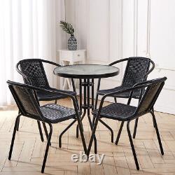Garden Patio Bistro Table & 2/4 Chairs Outdoor Furniture Dining Set Black