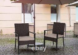 Garden Patio Furniture Outdoor Rattan Effect 2 Piece Set Wicker Chairs withCushion