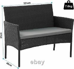 Garden Patio Furniture Outdoor Rattan Effect 4 Piece Set Sofa + Table + 2 Chairs