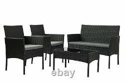 Garden Patio Furniture Outdoor Rattan Effect 4 Piece Set Sofa + Table + 2 Chairs