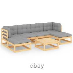 Garden Patio Lounge Set Outdoor Corner Sofa with Cushions Solid Pinewood