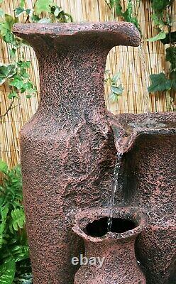 Garden Patio Outdoor Water Feature Sama Cascading Jars Polyresin H84cm