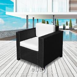 Garden Patio Rattan Wicker Furniture Single Cube Chair Sofa Outdoor Black