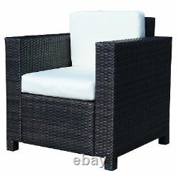 Garden Patio Rattan Wicker Furniture Single Cube Chair Sofa Outdoor Brown