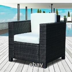 Garden Patio Rattan Wicker Furniture Single Cube Chair Sofa Outdoor Brown