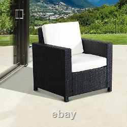 Garden Patio Rattan Wicker Furniture Single Cube Chair Sofa Outdoor Cream White