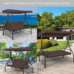 Garden Patio Swing Chair 3 Seater Hammock Bench Convertible Canopy Cushion Seats