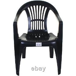 Garden Plastic Chair Stacking Chair Patio Outdoor Armchair Low Back Heavy Duty