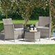 Garden Rattan Bistro Furniture Set 3pc Outdoor Patio Conservatory Table & Chairs