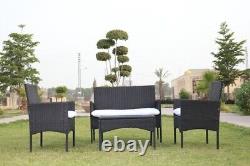 Garden Rattan Furniture 4 Piece Set Outdoor Wicker Patio Chairs Table Sofa Set