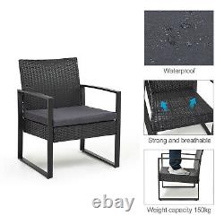 Garden Rattan Furniture Bistro Set 3PC Chair Table Patio Outdoor Wicker Black