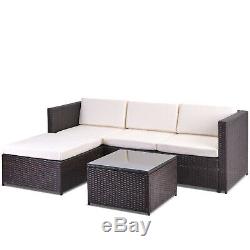 Garden Rattan Furniture Set 5 PCS Patio Outdoor Lounge Sofa Set Coffee Table