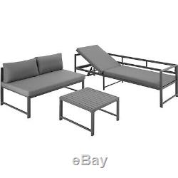 Garden Seating Set Table Aluminium Patio Furniture Lounge Sofa Outdoor Grey new